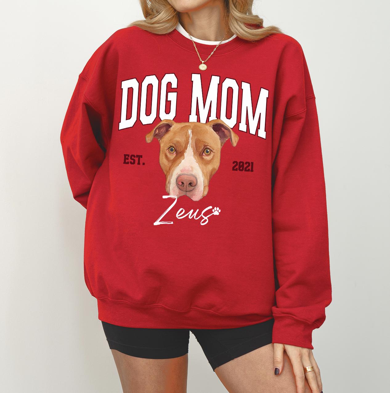 Custom Pet Christmas Sweatshirt with Photo & Name DTG Printed | Personalized Pet Portrait Sweater | Custom Dog Cat Graphic