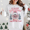 Most Wonderful Time of the Year DTG Printed Pink Santa Sweatshirt or T-Shirt | Cute Holiday Graphic Tee | Pink Christmas