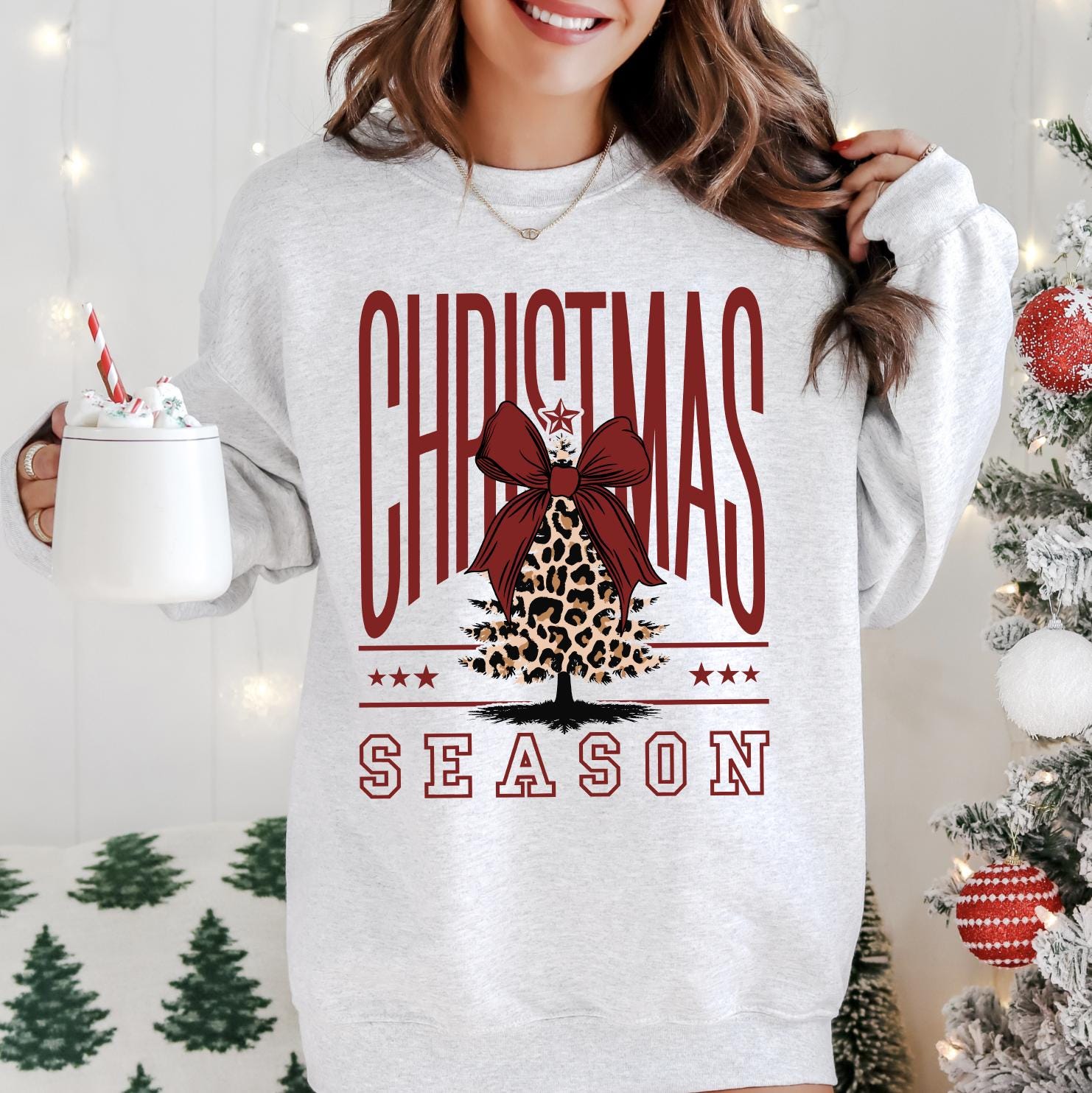 Christmas Season DTG Printed Christmas Sweatshirt or T-Shirt | Cute Trendy Christmas