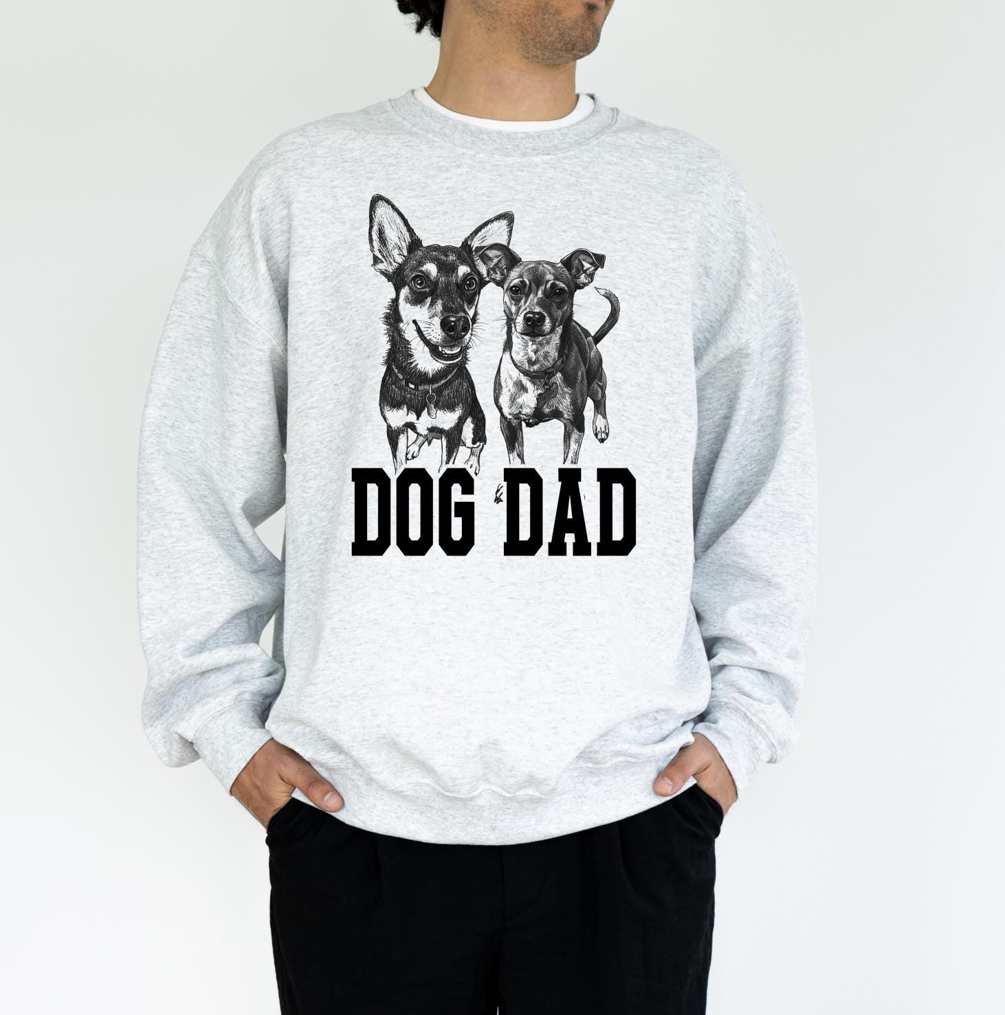 Custom Pet Dog Dad T-Shirt with Photo & Name DTG Printed | Personalized Pet Portrait Shirt | Custom Dog Cat Graphic Tee | Pet Lover Gift