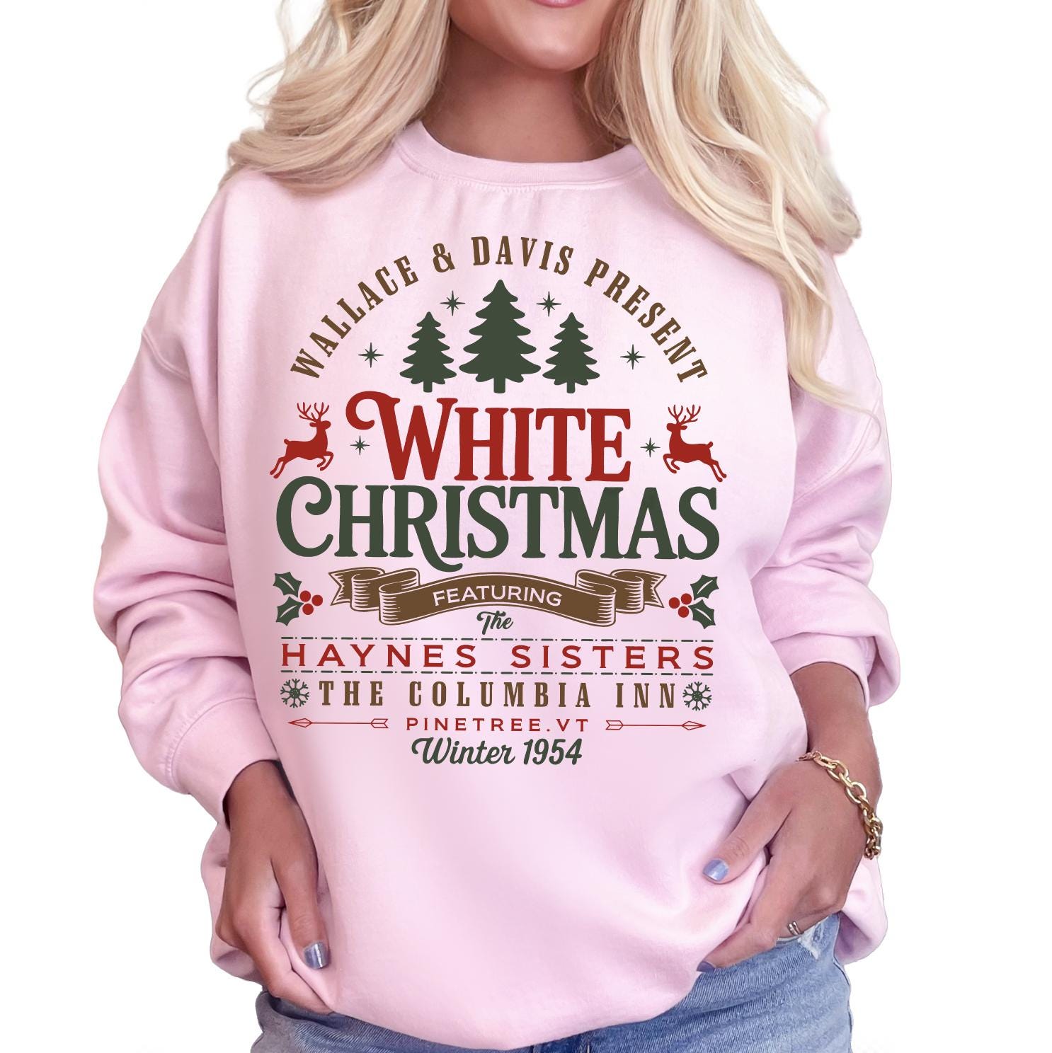 White Christmas Shirt, Tee Columbia Inn Pine Tree Vermont Christmas, Christmas Holiday Sweater, White Christmas Family Matching Tee