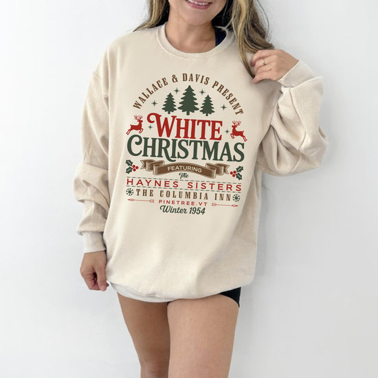 White Christmas Shirt, Tee Columbia Inn Pine Tree Vermont Christmas, Christmas Holiday Sweater, White Christmas Family Matching Tee