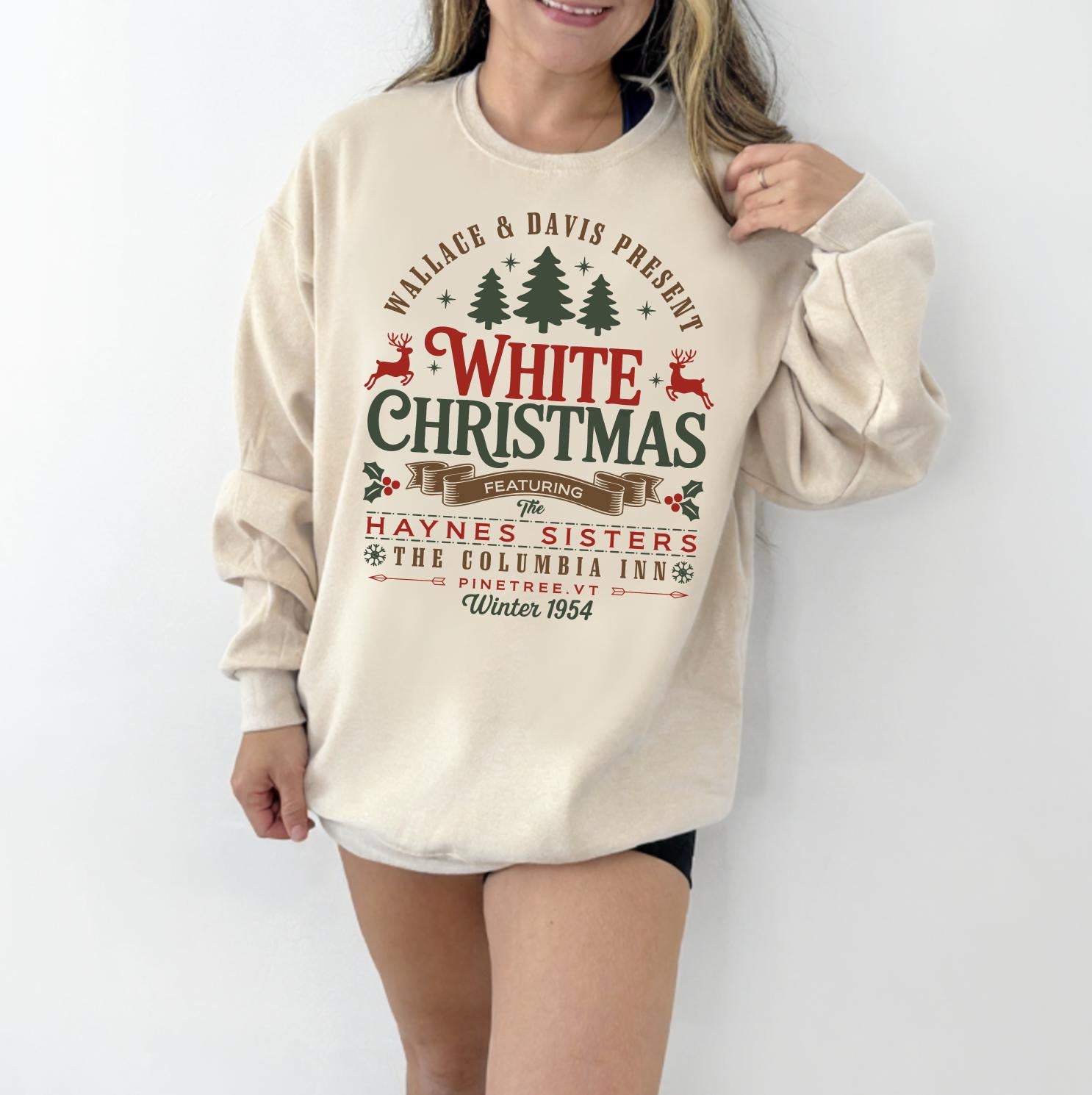 White Christmas Shirt, Tee Columbia Inn Pine Tree Vermont Christmas, Christmas Holiday Sweater, White Christmas Family Matching Tee