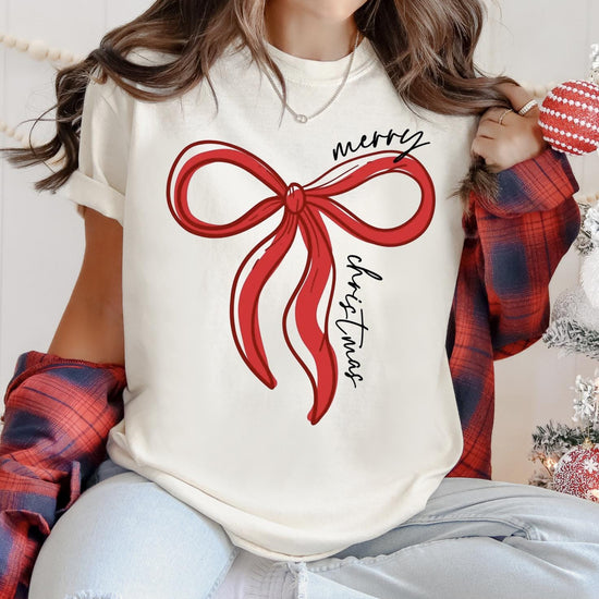 Christmas Bow Sweatshirt, Christmas Sweater, Women's Holiday Crewneck
