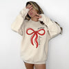Christmas Bow Sweatshirt, Christmas Sweater, Women's Holiday Crewneck