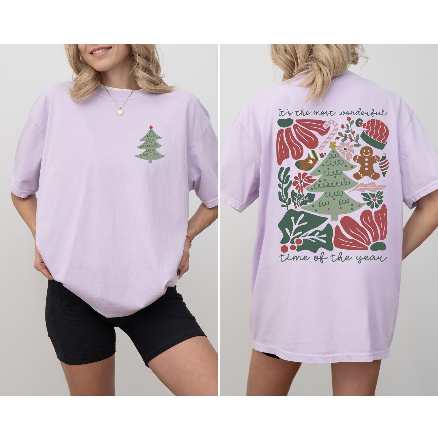Merry Christmas DTG Printed Pink Santa Sweatshirt or T-Shirt | Cute Holiday Graphic Tee | Pink Christmas Shirt