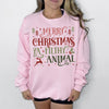 Merry Christmas Ya Filthy Animal DTG Printed Christmas Sweatshirt or T-Shirt | Cute Holiday Graphic Tee | Pink Christmas Shirt