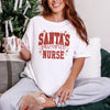 Santa's Favorite Nurse DTG Printed Christmas Sweatshirt or T-Shirt | Cute Holiday Graphic Tee | Pink Christmas Shirt