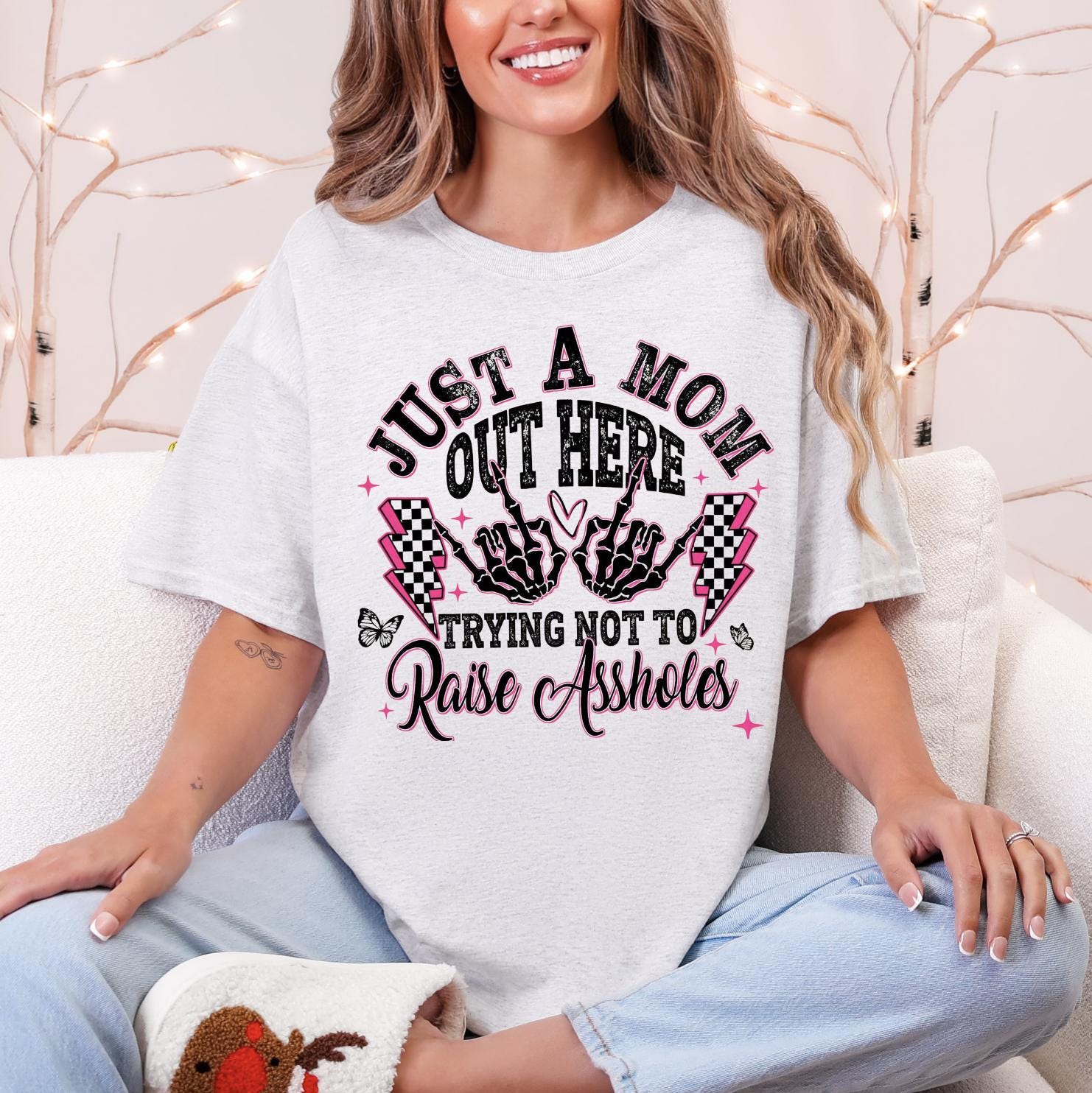 Just a Mom Out Here Sweatshirt | Mom Life Graphic Crewneck | Funny Relatable Mom Shirt | Trendy Gift for Moms