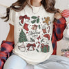 Hand drawn Christmas Icons DTG Printed Christmas Sweatshirt or T-Shirt | Cute Holiday Graphic Tee | Trendy Christmas Shirt