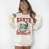 Santa University Christmas Sweatshirt and Hoodie, Retro Holiday Santa Sweatshirt, Merry Christmas Sweater, Christmas Santa Bow