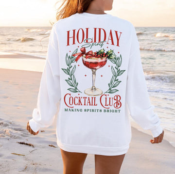 Holiday Spiritz Christmas Sweatshirt, Retro Holiday Santa Sweatshirt, Merry Christmas Sweater, Christmas Santa Bow