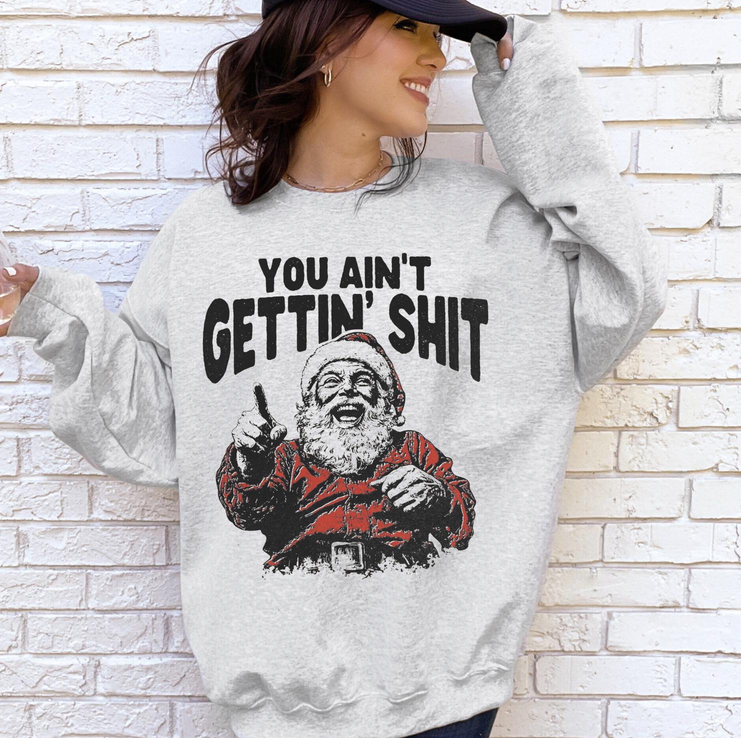 Funny Santa Christmas Sweatshirt and Hoodie, Retro Holiday Santa Sweatshirt, Merry Christmas Sweater, Christmas Santa Bow