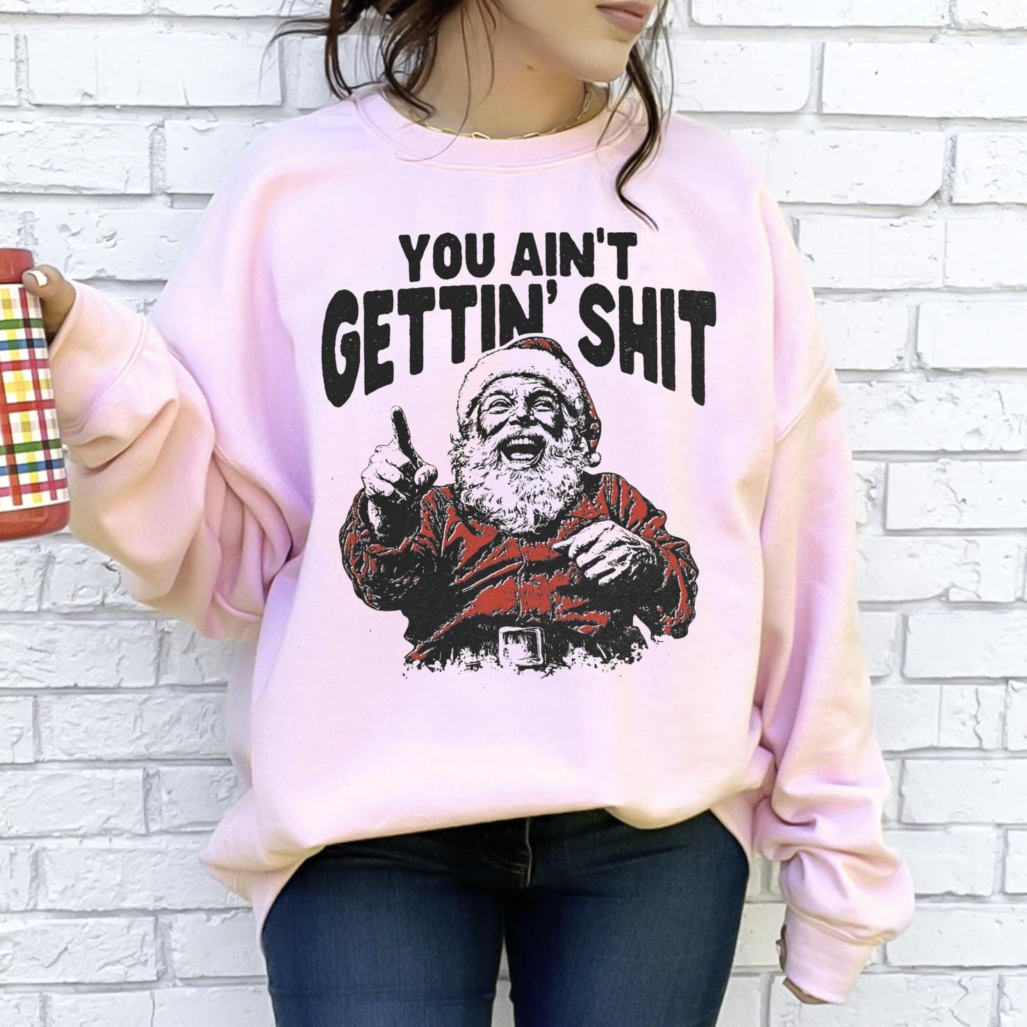 Funny Santa Christmas Sweatshirt and Hoodie, Retro Holiday Santa Sweatshirt, Merry Christmas Sweater, Christmas Santa Bow