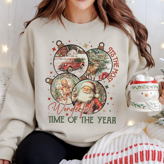 Merry Christmas DTG Printed Pink Sweatshirt or T-Shirt | Cute Holiday Graphic Tee | Pink Christmas Shirt
