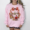 Christmas Scene DTG Printed Pink Sweatshirt or T-Shirt | Cute Holiday Graphic Tee | Pink Christmas Shirt