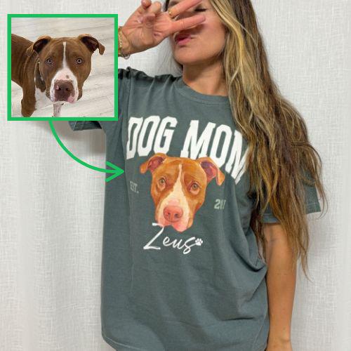 Custom Pet Christmas T-Shirt with Photo & Name DTG Printed | Personalized Pet Portrait Shirt | Custom Dog Cat Graphic Tee | Pet Lover Gift