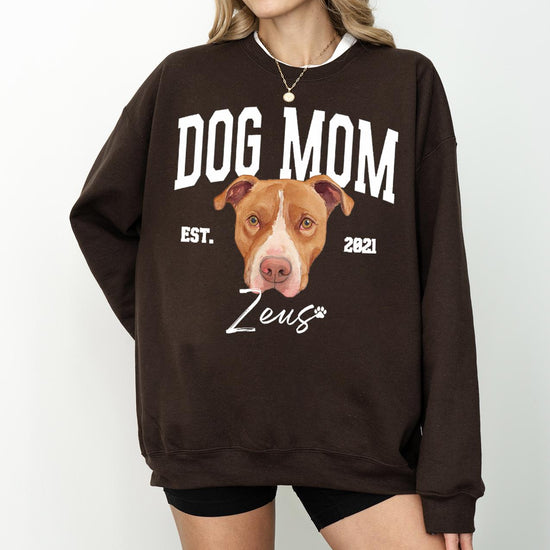 Custom Pet Christmas Sweatshirt with Photo & Name DTG Printed | Personalized Pet Portrait Sweater | Custom Dog Cat Graphic