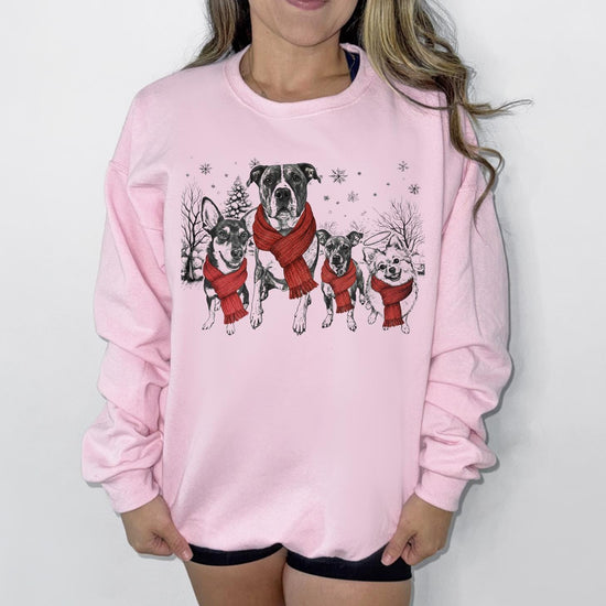 Custom Multi Pet Christmas T-Shirt with Photo & Name DTG Printed | Personalized Pet Portrait Shirt | Custom Dog Cat Sweatshirt