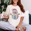 Yarn Snowman DTG Printed Pink Santa Sweatshirt or T-Shirt | Cute Holiday Graphic Tee | Pink Christmas Shirt