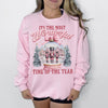 Most Wonderful Time of the Year DTG Printed Pink Santa Sweatshirt or T-Shirt | Cute Holiday Graphic Tee | Pink Christmas
