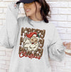 Leopard Merry Christmas Faux Yarn Sweatshirt or T-Shirt | Trendy Christmas Shirt | DTG Printed Holiday Sweater | Cute Leopard Christmas Tee