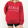 Embroidered Merry & Bright | Trendy Christmas Pullover Cozy Sweatshirt | Cute Christmas Outfit