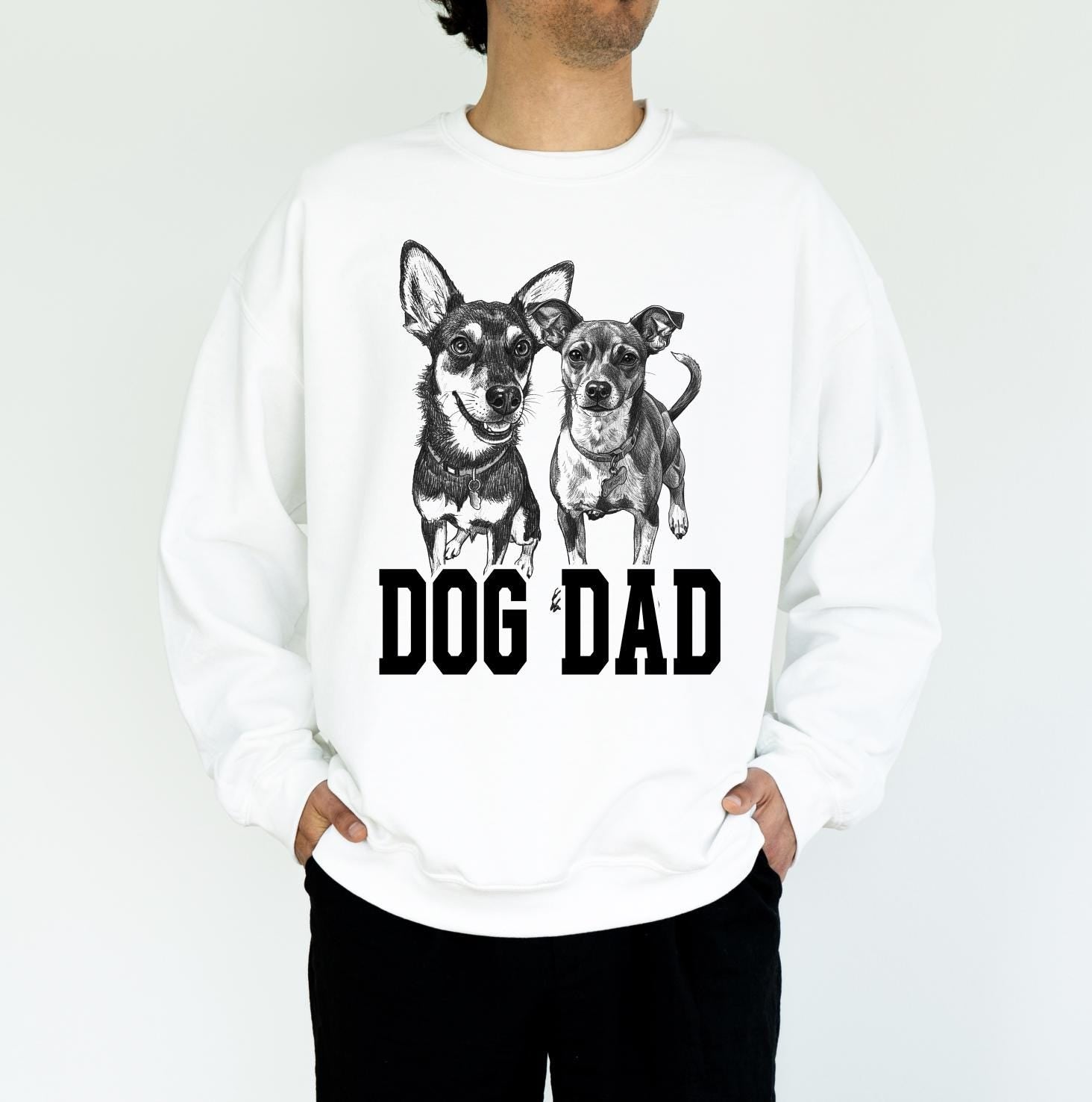 Custom Pet Dog Dad T-Shirt with Photo & Name DTG Printed | Personalized Pet Portrait Shirt | Custom Dog Cat Graphic Tee | Pet Lover Gift