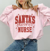 Santa's Favorite Nurse DTG Printed Christmas Sweatshirt or T-Shirt | Cute Holiday Graphic Tee | Pink Christmas Shirt