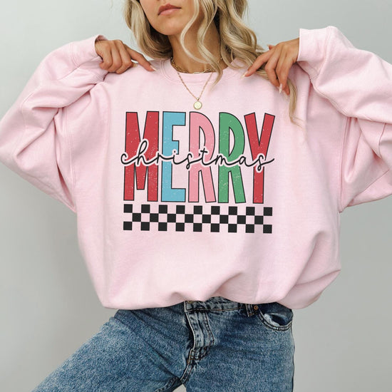 Merry Christmas Sweatshirt, Retro Holiday Santa Sweatshirt, Merry Christmas Sweater, Christmas Santa Bow