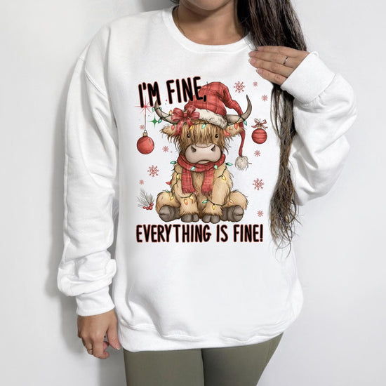 I’m Fine Everything Is Fine Sweatshirt or T-Shirt | Funny DTG Printed Shirt | Sarcastic Graphic Tee | Cute Comfort Colors Sweater