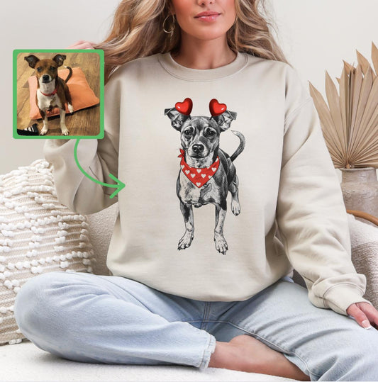 Custom Pet Valentine's Day T-Shirt with Photo & Name DTG Printed | Personalized Pet Shirt | Custom Dog Cat Graphic Tee | Pet Lover Gift