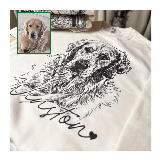 Custom Pet T-Shirt with Photo & Name DTG Printed | Personalized Pet Portrait Shirt | Custom Dog Cat Graphic Tee | Pet Lover Gift