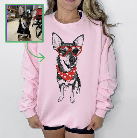 Custom Pet Valentine's Day T-Shirt with Photo & Name DTG Printed | Personalized Pet Shirt | Custom Dog Cat Graphic Tee | Pet Lover Gift