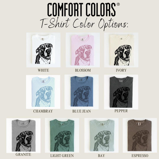 Custom DTG Printed Pet Comfort Colors T-shirt with Pet photo and name, Personalized Pet Portrait Shirt, Pet Lover Gift, Dog Lover
