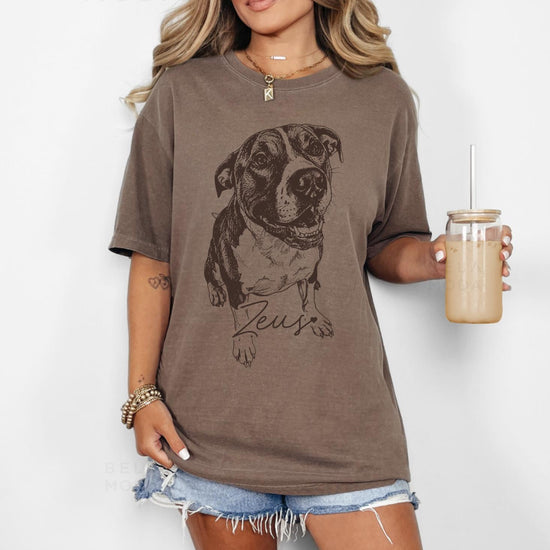 Custom DTG Printed Pet Comfort Colors T-shirt with Pet photo and name, Personalized Pet Portrait Shirt, Pet Lover Gift, Dog Lover
