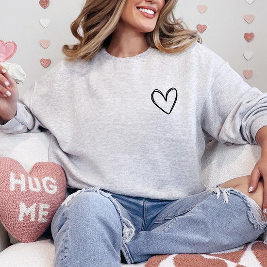 Valentines Heart Sweatshirt, DTG Printed Womens Valentine's Day Sweatshirt, Couple Gift Sweatshirt, Anniversary Day Gift, Christmas Gift