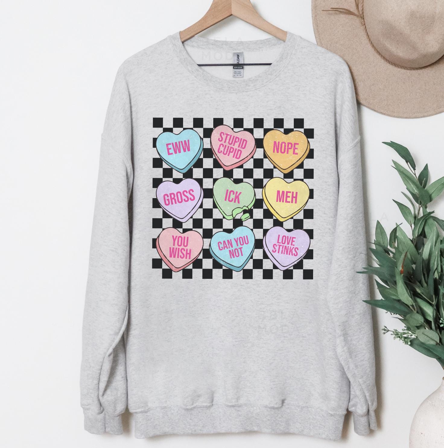 Valentines Conversation Hearts Sweatshirt, DTG Printed Womens Valentine's Day Sweatshirt, Couple Gift Sweatshirt, Anniversary Day Gift
