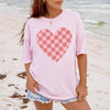 Valentines Checkered Heart Sweatshirt, DTG Printed Womens Valentine's Day Sweatshirt, Couple Gift Sweatshirt, Anniversary Day Gift