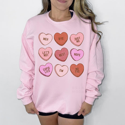 Valentines Conversation Hearts Sweatshirt, DTG Printed Womens Valentine's Day Sweatshirt, Couple Gift Sweatshirt, Anniversary Day Gift