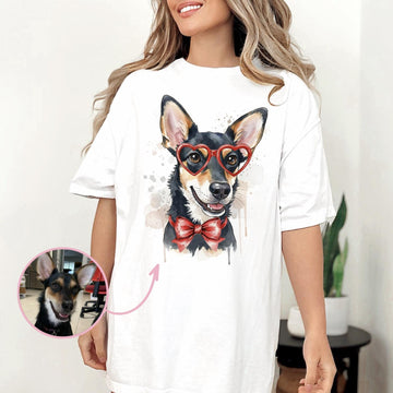 Custom Pet Valentine's Day T-Shirt with Photo & Name DTG Printed | Personalized Pet Shirt | Custom Dog Cat Graphic Tee | Pet Lover Gift