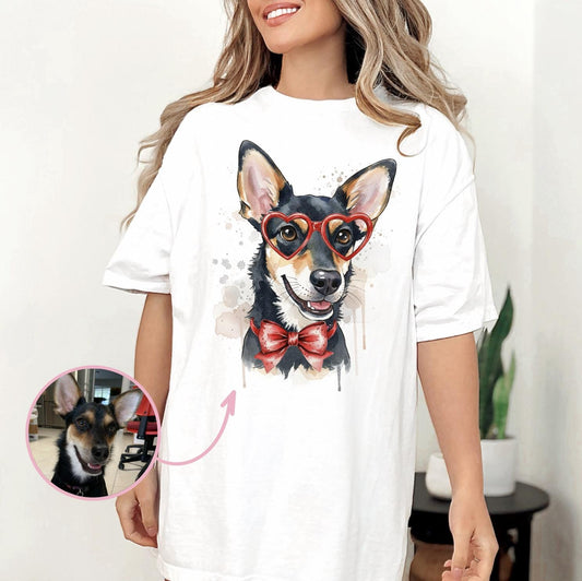 Custom Pet Valentine's Day T-Shirt with Photo & Name DTG Printed | Personalized Pet Shirt | Custom Dog Cat Graphic Tee | Pet Lover Gift