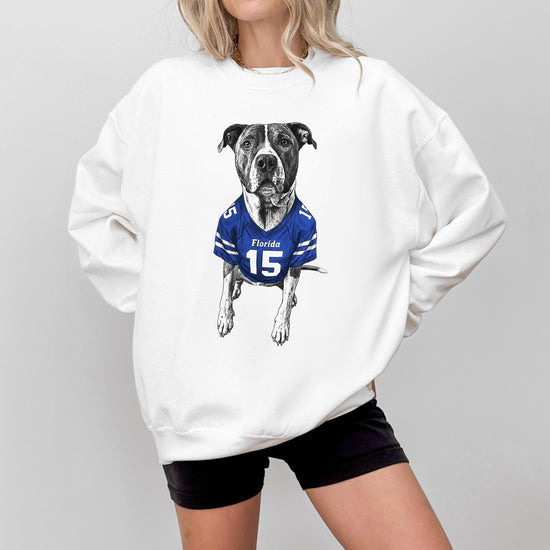 Custom Football Pet Christmas T-Shirt with Photo & Name DTG Printed | Personalized Pet Portrait Shirt | Custom Dog Cat Graphic Tee