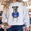 Custom Football Pet Christmas T-Shirt with Photo & Name DTG Printed | Personalized Pet Portrait Shirt | Custom Dog Cat Graphic Tee