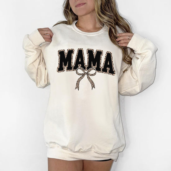 Leopard Mama T-Shirt or Sweatshirt – Animal Print Mom Shirt, DTG Printed Graphic Tee, Gift for Moms, Trendy Boutique Style