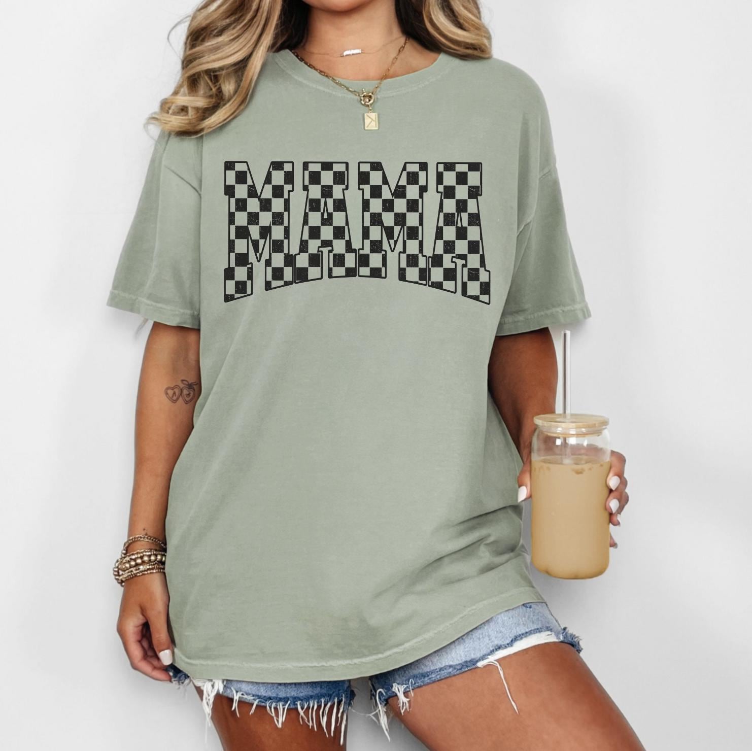 Checkered Mama T-Shirt or Sweatshirt – Checkered Mom Shirt, DTG Printed Graphic Tee, Gift for Moms, Trendy Boutique Style