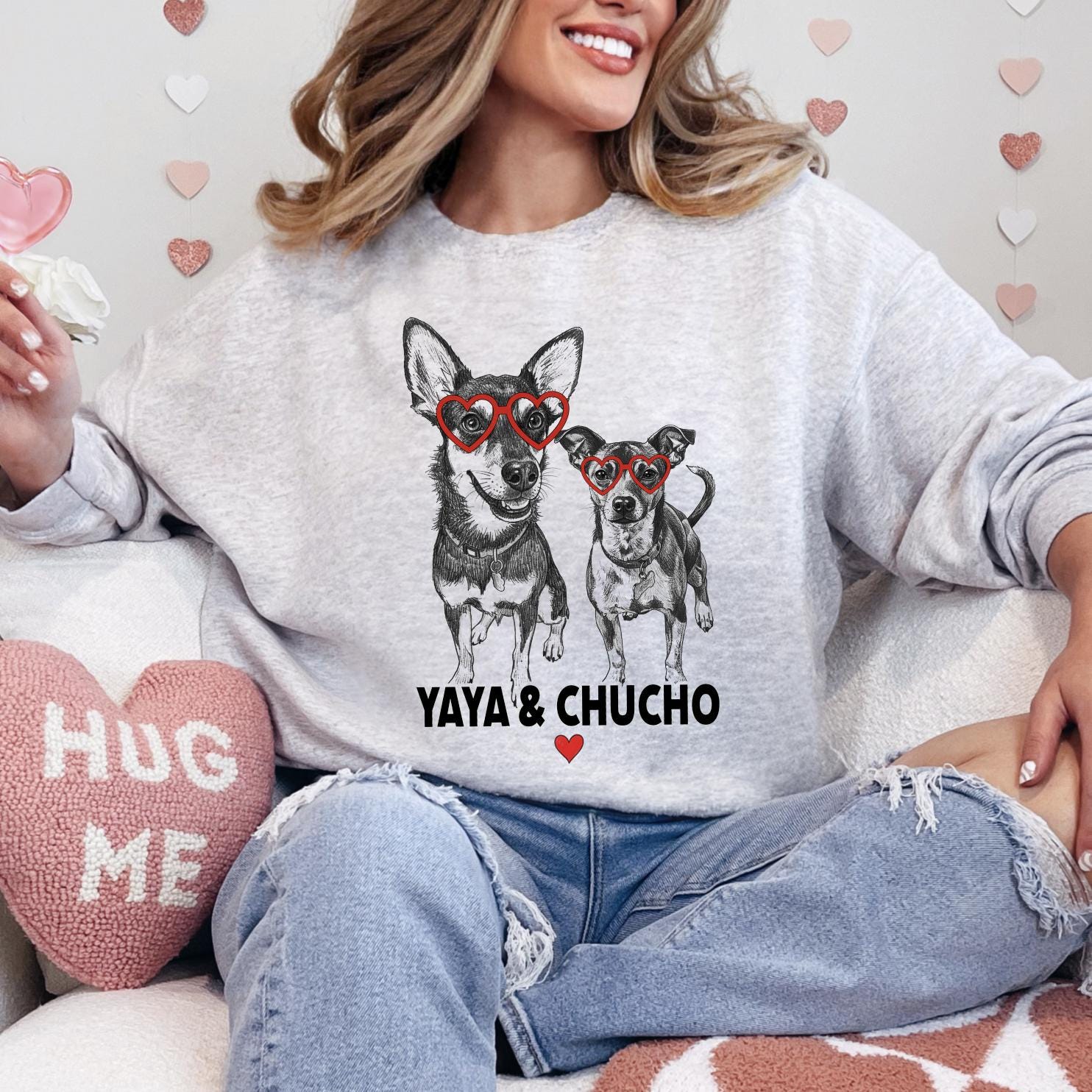 Custom Pet Valentine's Day T-Shirt with Photo & Name DTG Printed | Personalized Pet Shirt | Custom Dog Cat Graphic Tee | Pet Lover Gift