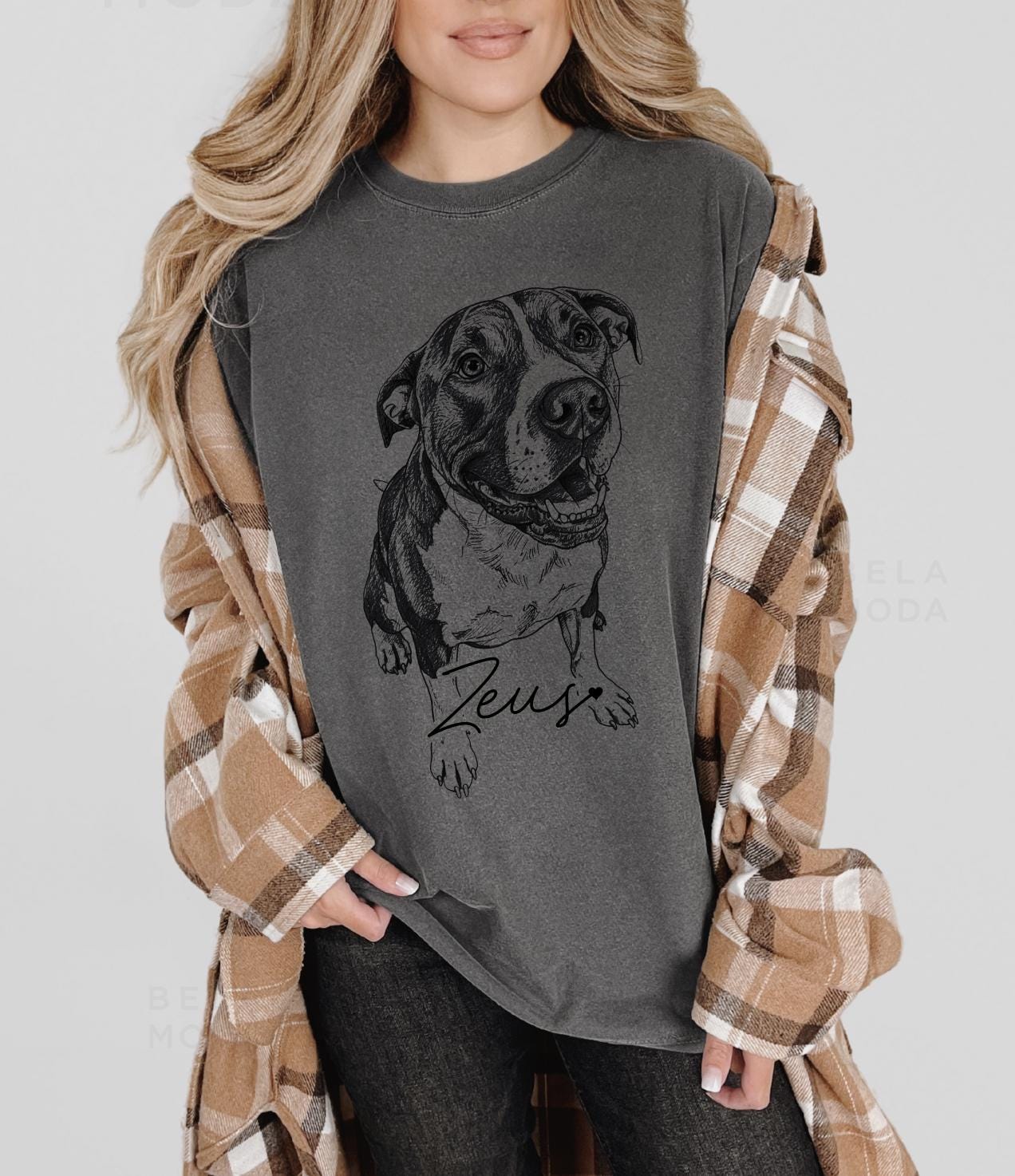 Custom DTG Printed Pet Comfort Colors T-shirt with Pet photo and name, Personalized Pet Portrait Shirt, Pet Lover Gift, Dog Lover