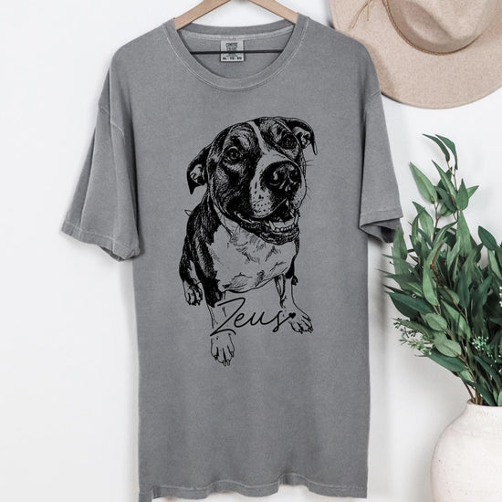 Custom DTG Printed Pet Comfort Colors T-shirt with Pet photo and name, Personalized Pet Portrait Shirt, Pet Lover Gift, Dog Lover