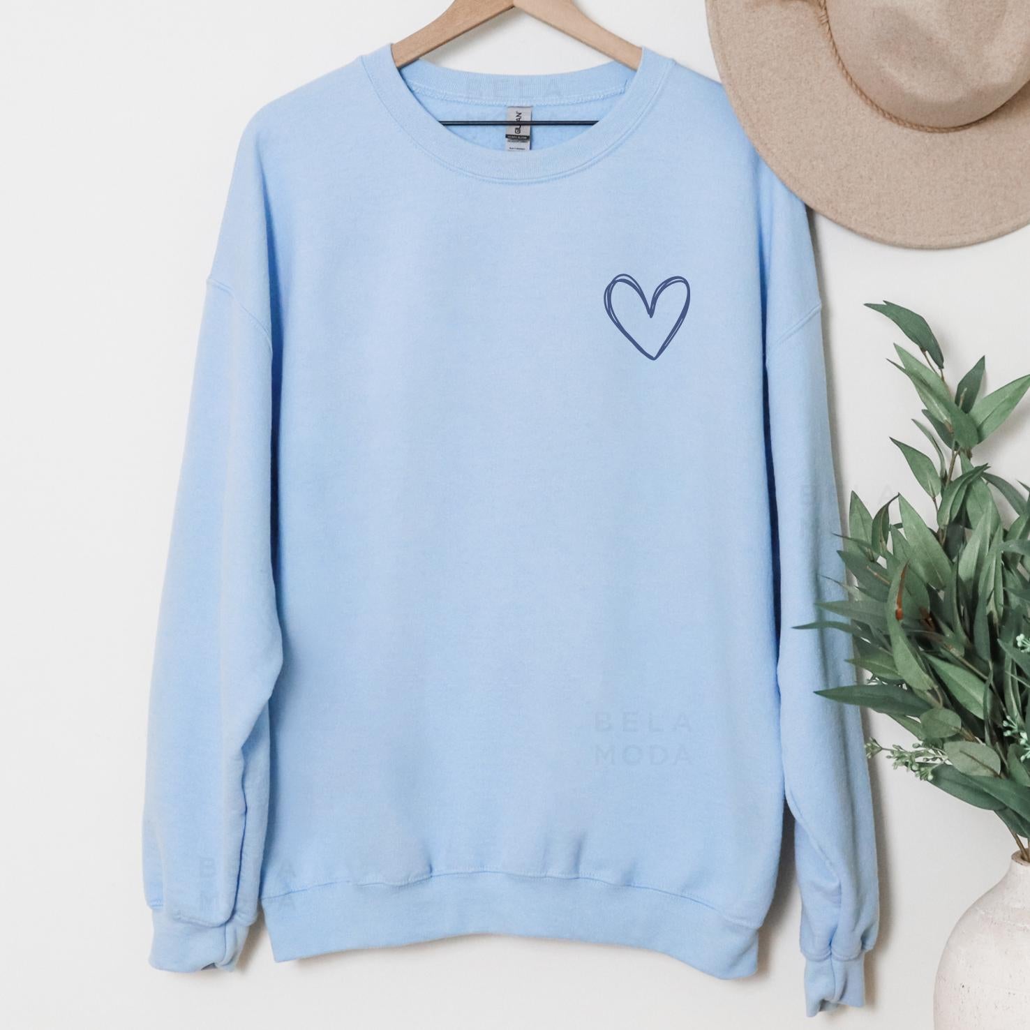 Valentines Heart Sweatshirt, DTG Printed Womens Valentine's Day Sweatshirt, Couple Gift Sweatshirt, Anniversary Day Gift, Christmas Gift